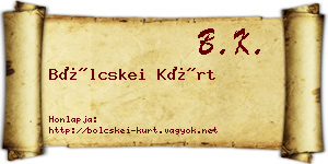 Bölcskei Kürt névjegykártya